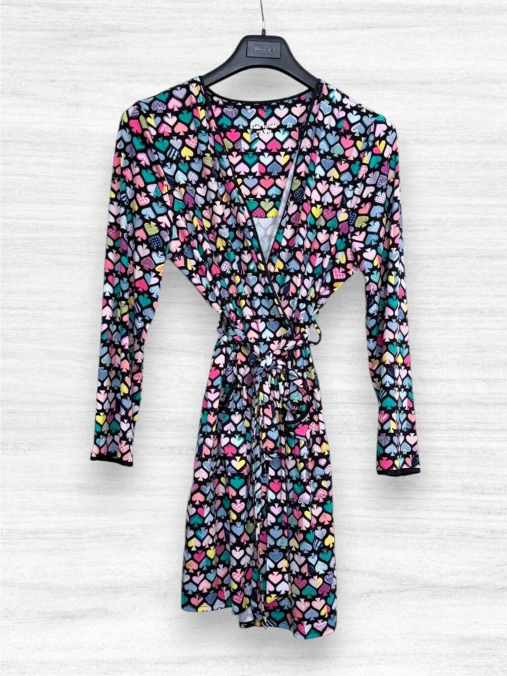 Kate Spade Graffiti Spades Short Robe Multicolor Wrap Lounge Robe M